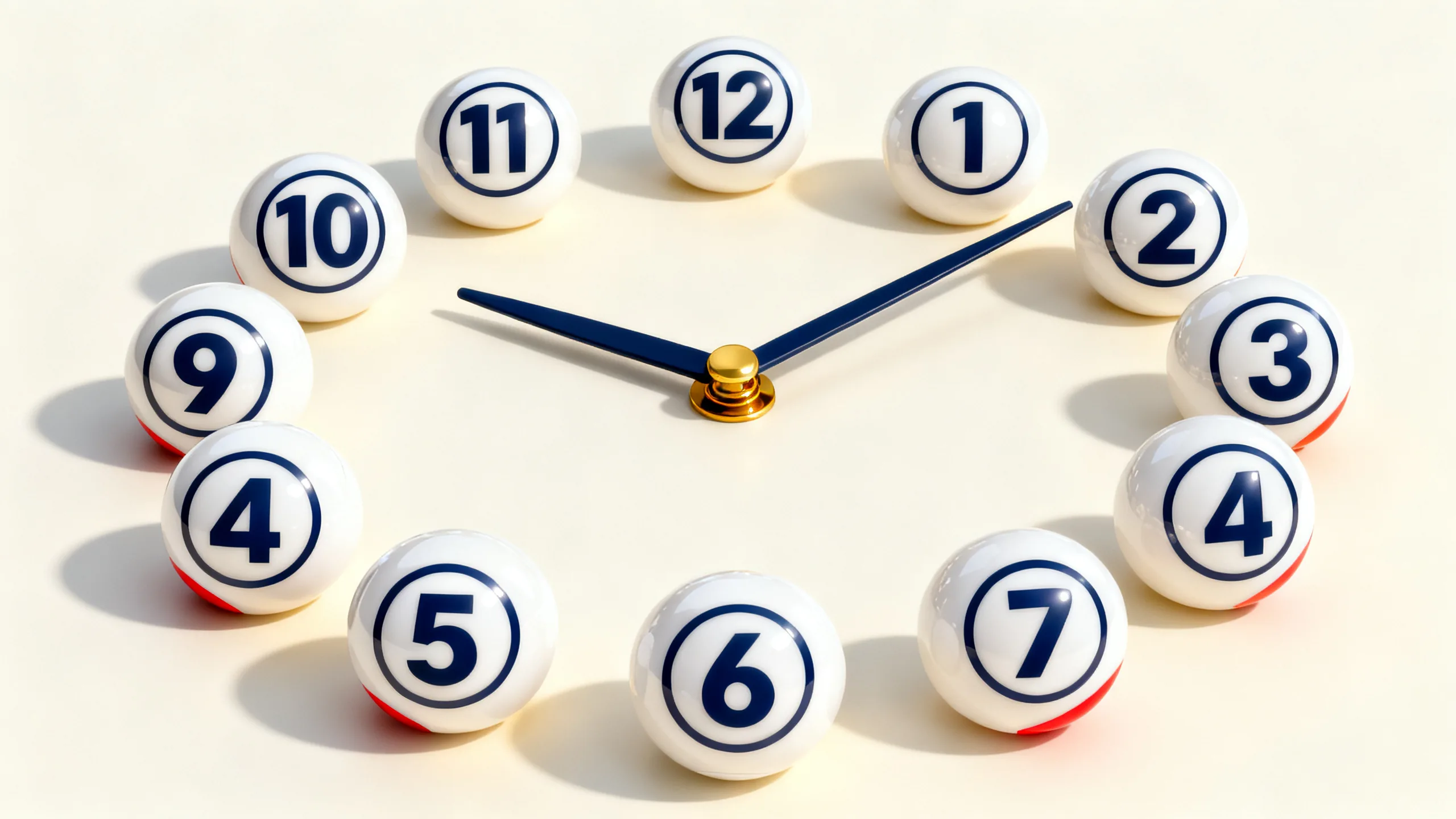 Clock face marking Gosloto 6/45's daily draw times through the day.